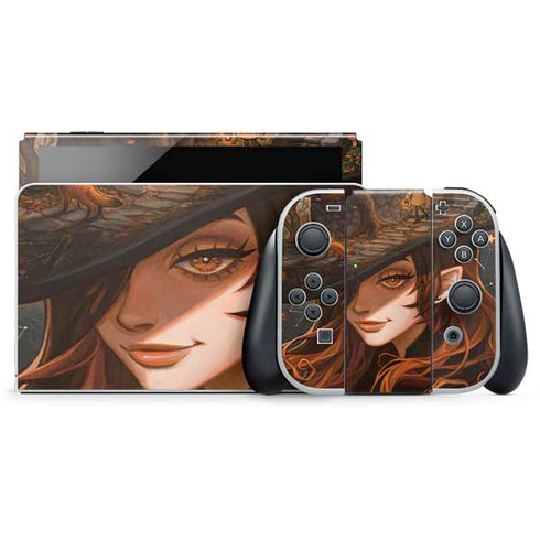 Halloween Pumpkin Witch with Fox by Ivy Dolamore Nintendo Skins
